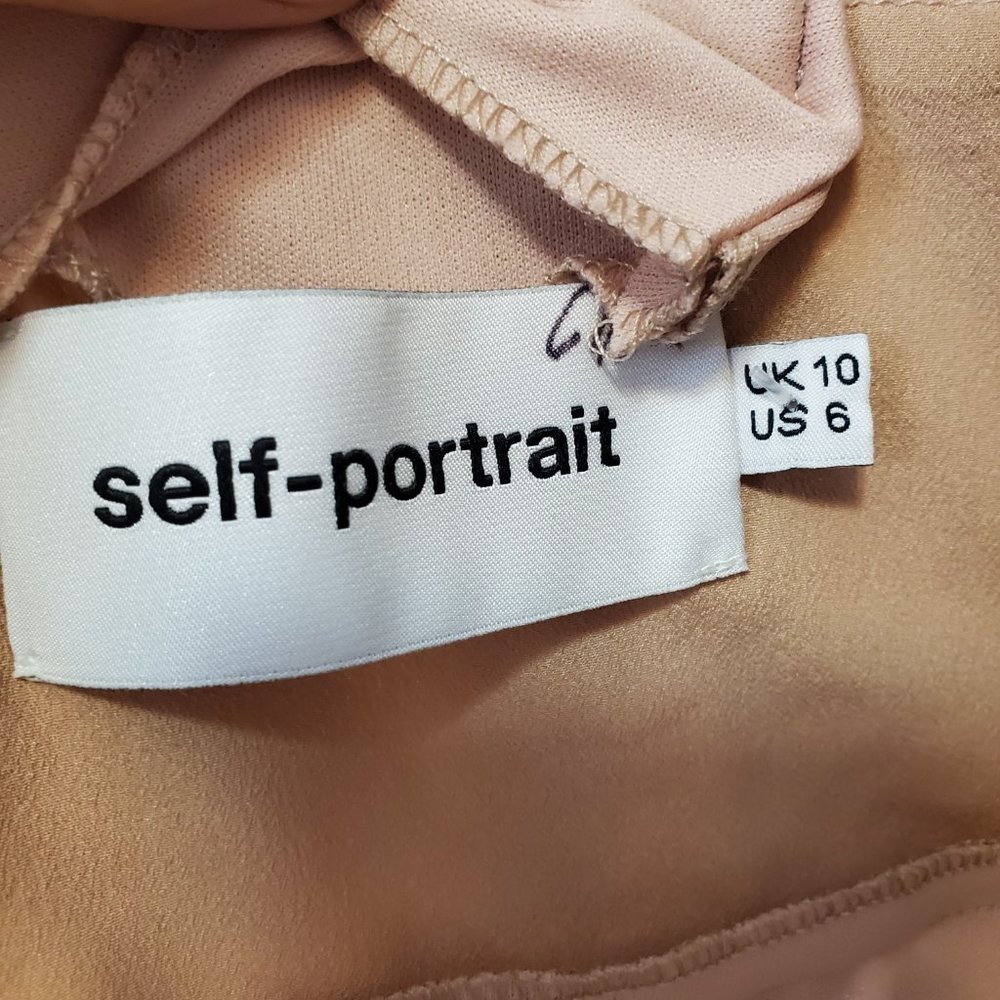 Self Portrait Daisy Floral Applique Lace Nude Illusion Midi Dress Wedding Size 6 - Picture 8 of 10